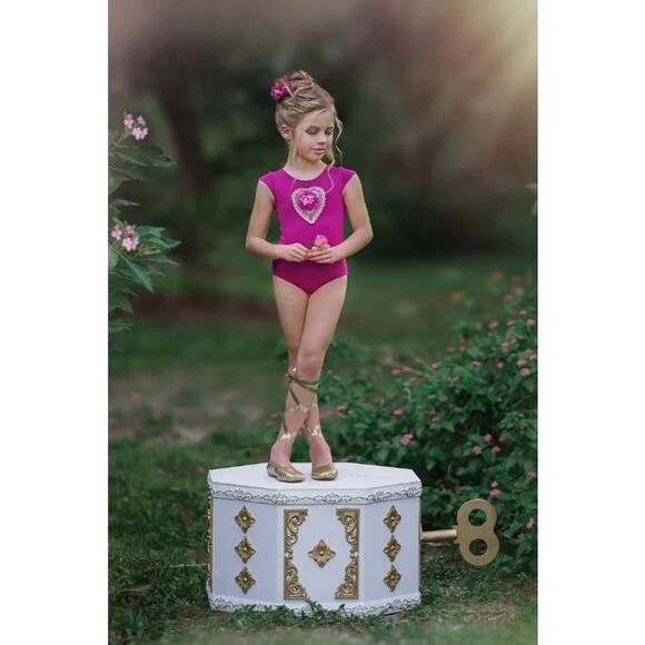 NWT Dollcake Dress Sugar Plum Tutu Leotard Set Girls Sz 7 Pink Floral Applique - Picture 11 of 15